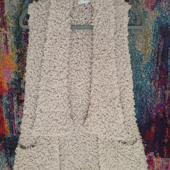 next Beige Furry Vest w/ Side Pockets, Size Small - Picture 1 of 6